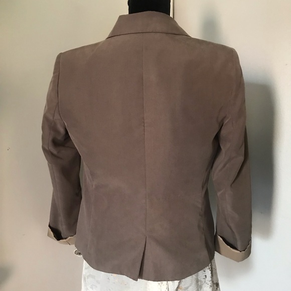 LOFT Brown Silky Blazer Single Button 8 Petite - Picture 3 of 6